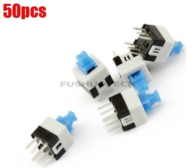 50Pcs Push Button Self Latching 6-Pin   Button Tactile Switch 8X8MM New Ic ii *c
