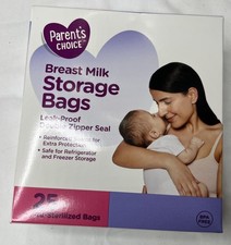 Parent's Choice Breast Milk Storage Bags 25 Pre-Sterilized Leak Proof Bags New