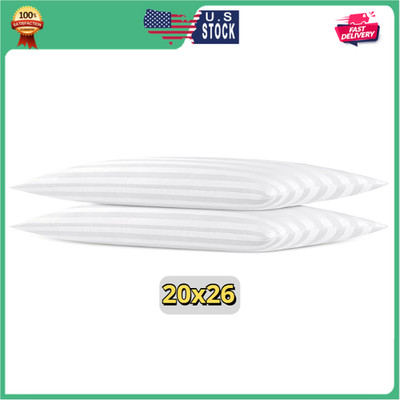 Extra Thin Flat Soft Low Pillows Standard Size Set of 2, Down Alternative Fil...