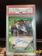 2019 Bowman - Chrome Prospect Autographs Edward Cabrera #CPA-EC Green Shimmer 10