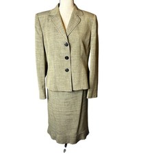 Evan Picone Suit Skirt Set Pleated Hem Business Career Women's Size 12