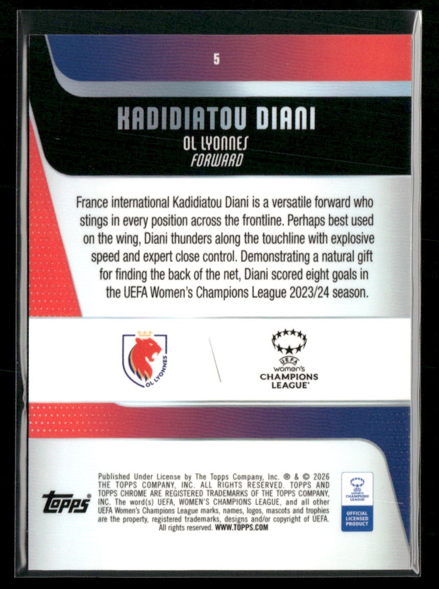 2025-26 Topps Chrome Sapphire UEFA Womens  Soccer Kadidiatou Diani #5 Base view 2