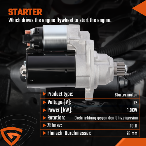 MOTORINO AVVIAMENTO 1,8 KW PER VW POLO 9N BORA CADDY GOLF 3 4 AUDI A3 8L 1.9 TDI - Foto 2 di 15