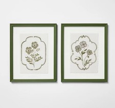 16"x20" Set of 2 Floral Print Framed Arts - Threshold designed with