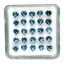 VVS 6 Pcs Natural London Blue Topaz 4mm Heart Cut Loose Gemstones Wholesale Lot