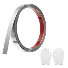 Brushed Silver Peel Stick Wall Molding Trim with Glove,0.6"x 9.8Ft