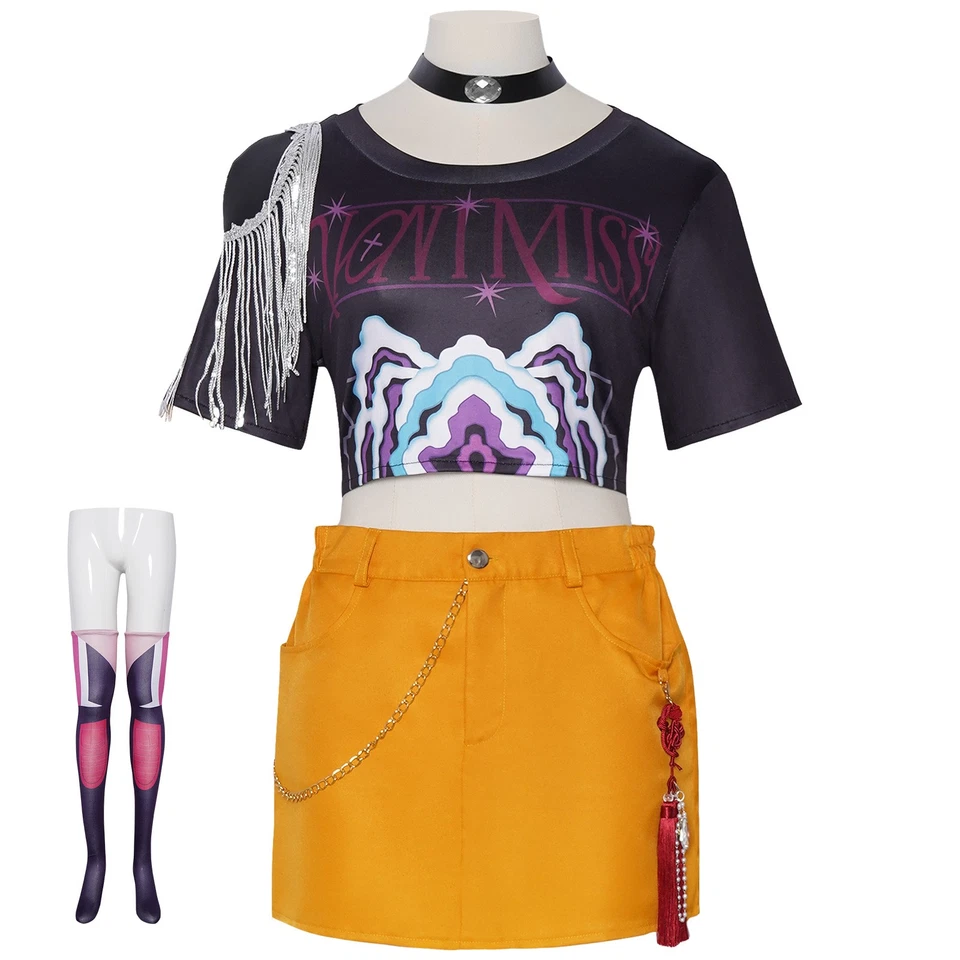 Damen Kinder Cosplay KPop Demon Hunters Rumi Mira Zoey Kostüm Fancy Kleid Outfit - Bild 3 von 4