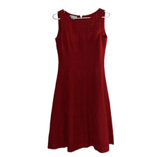 Oscar de la Renta Red Sleeveless Flare Classic Midi Scoop Neck Dress Size 2