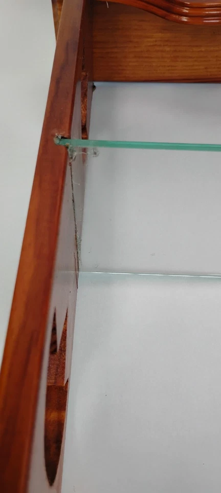 Estante de pared de curiosidades colgante de madera maciza estantes de vidrio 26x11" tulipanes único  Foto 4 de 4