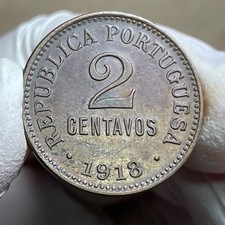 🇵🇹 Portugal 2 Centavos 1918 Bronze KM# 568 Choice UNC Purple Toning