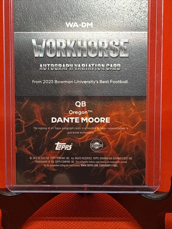 2023 Bowman U Best Football Dante Moore Workhorse Refractor On-Card Auto (RC) - Image 4 of 4