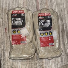 PIP Pro Safety Large Cowhide Leather Work Gloves 4 Pair PRO86009