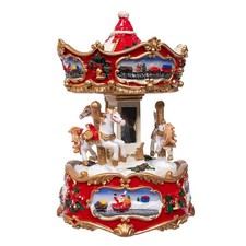 Kurt Adler 7" Wind-Up Musical Carousel Table Piece