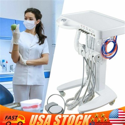 Dental Mobile Delivery Unit Treatment Cart 4 Holes With Suction + Syringe