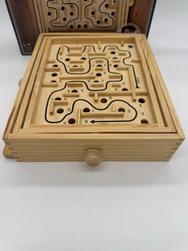 Holz Labyrinth Geschicklichkeitsspiel Balancespiel Irrgarten Spiel 1 Kugel - Bild 4 von 4