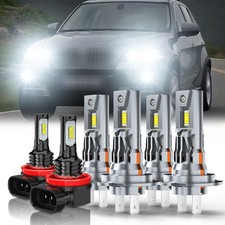 For BMW X5 2007-2013 LED Headlight Hi/Low Beam Fog Light Bulbs 6000K White Combo
