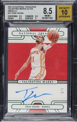 2021-22 Panini National Treasures Trae Young /5  Validating Marks Autographs