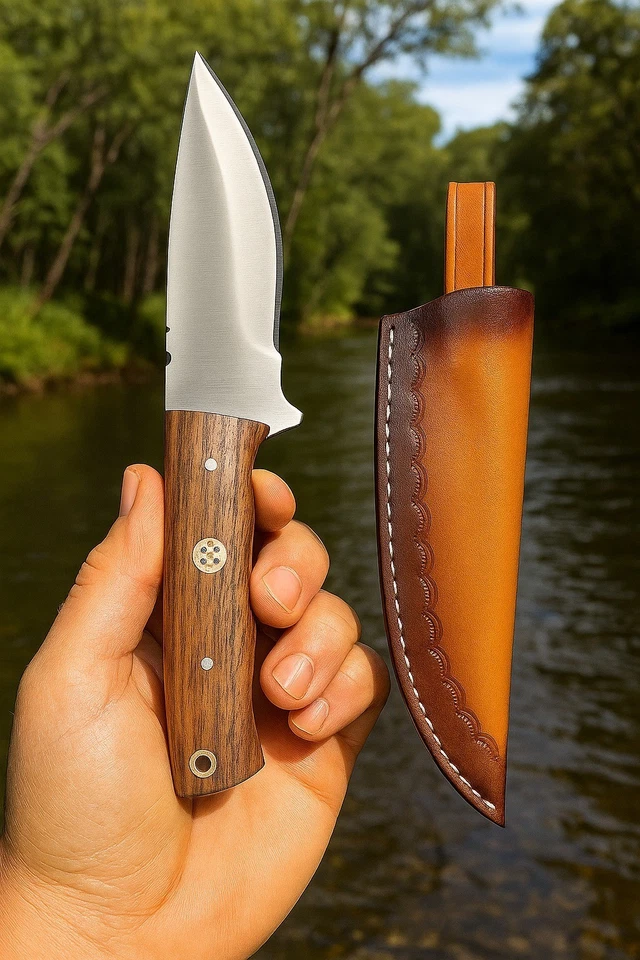 Taschenmesser Handgeschmiedet – Jagdmesser Outdoor Survival mit Lederscheide - Bild 4 von 4