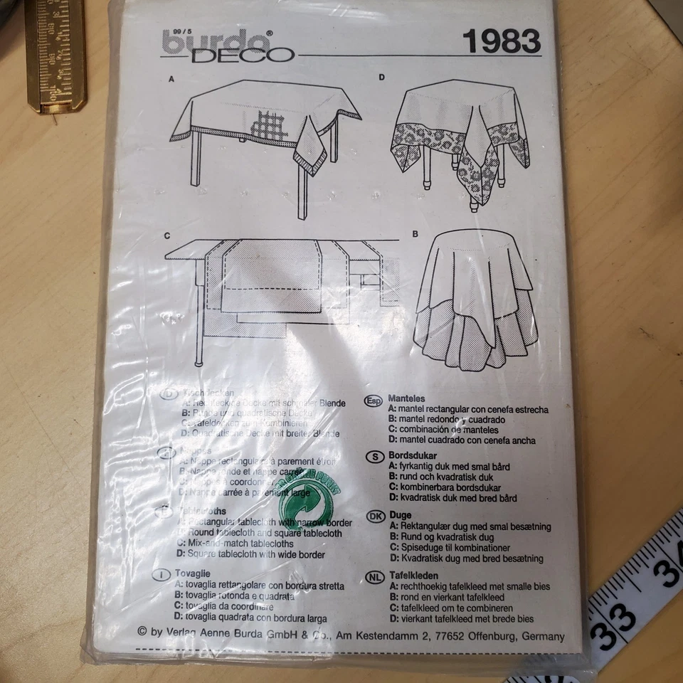 80s Burda Deco Pattern 1983 Table Cloth Round Square Oblong Variations - Image 3 of 3