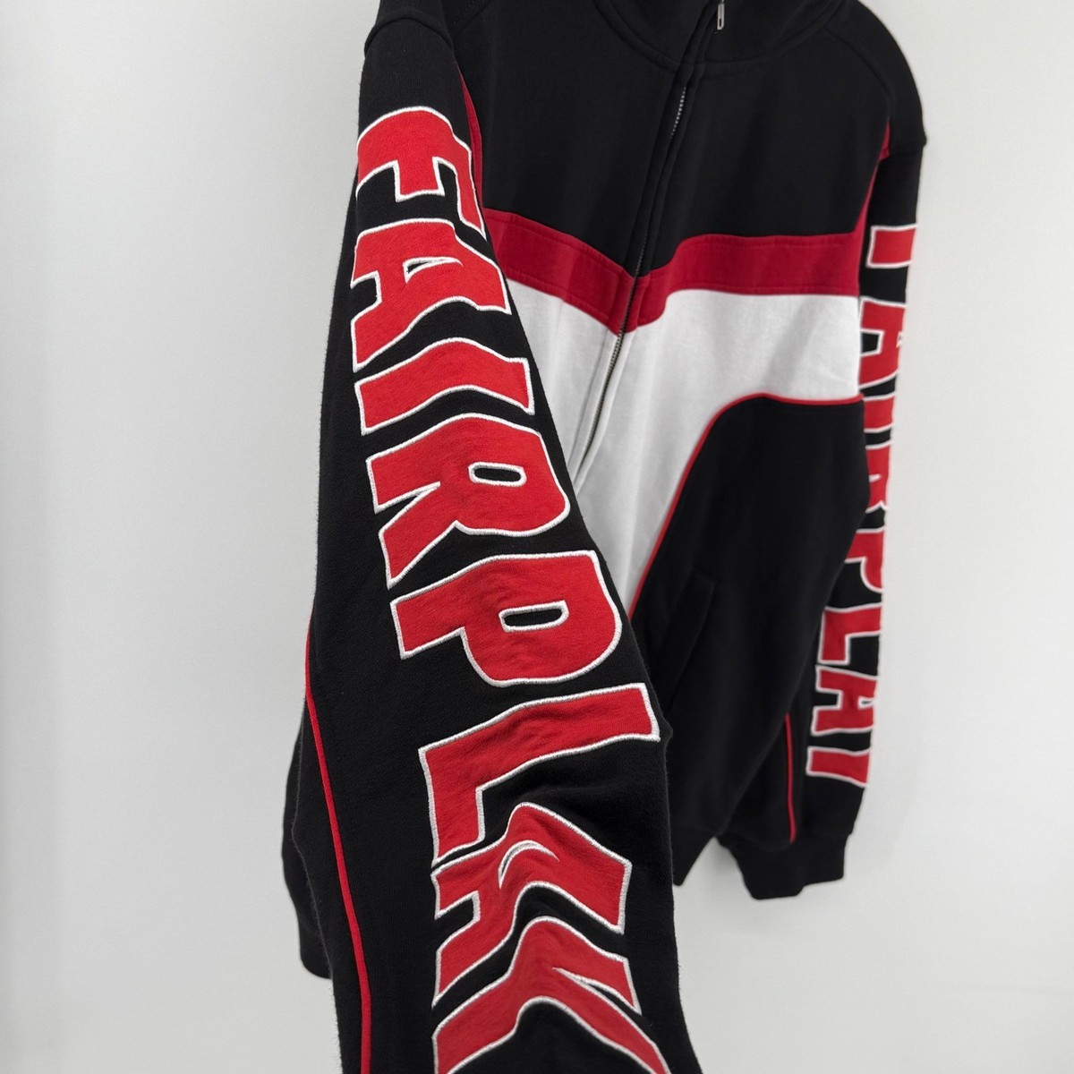 DC Studios Mr Terrific Hot Topic Zip Up Jacket Black Red FairPlay Mens Large View 3