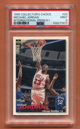 MICHAEL JORDAN CHICAGO BULLS 1995 INTERNATIONAL FRENCH BASKETBALL CARD #20 PSA 9