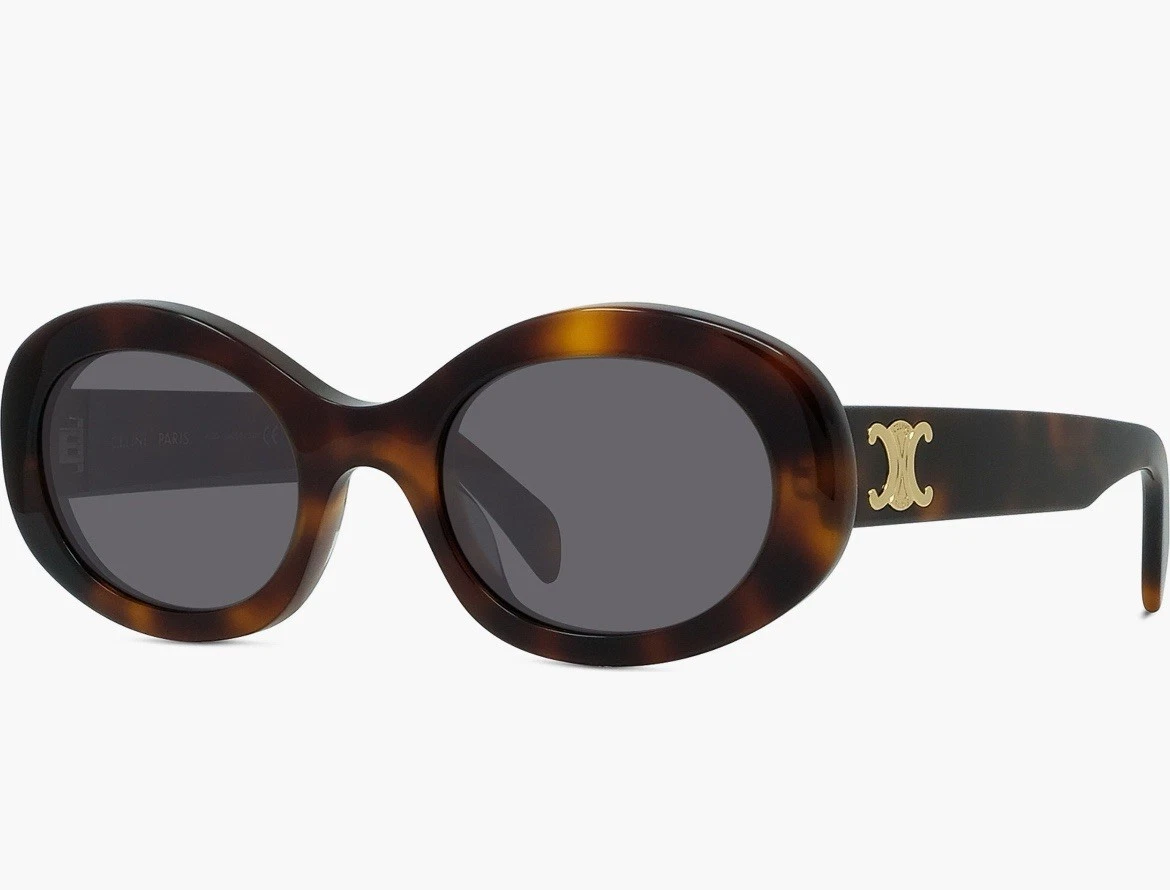 Celine — Celine Triomphe Oval Sunglasses Havana Brown CL40194U