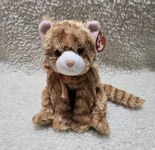 TY Beanie Babies TySilk APRICOT Tabby Cat Vintage Plush