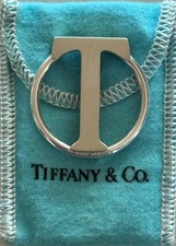 Tiffany  Co "T"  Keyring Sterling Silver 925 With Box  Pouch