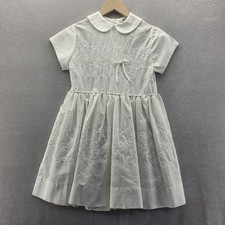 Vintage 70s It Must Be Love Dress Flower Girls 6 Off White Cottage Floral Read