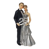 Paar Stehend 25 Jahre Brautpaar Silberhochzeit Figur 16,5Cm Geschenk Tortenfigur