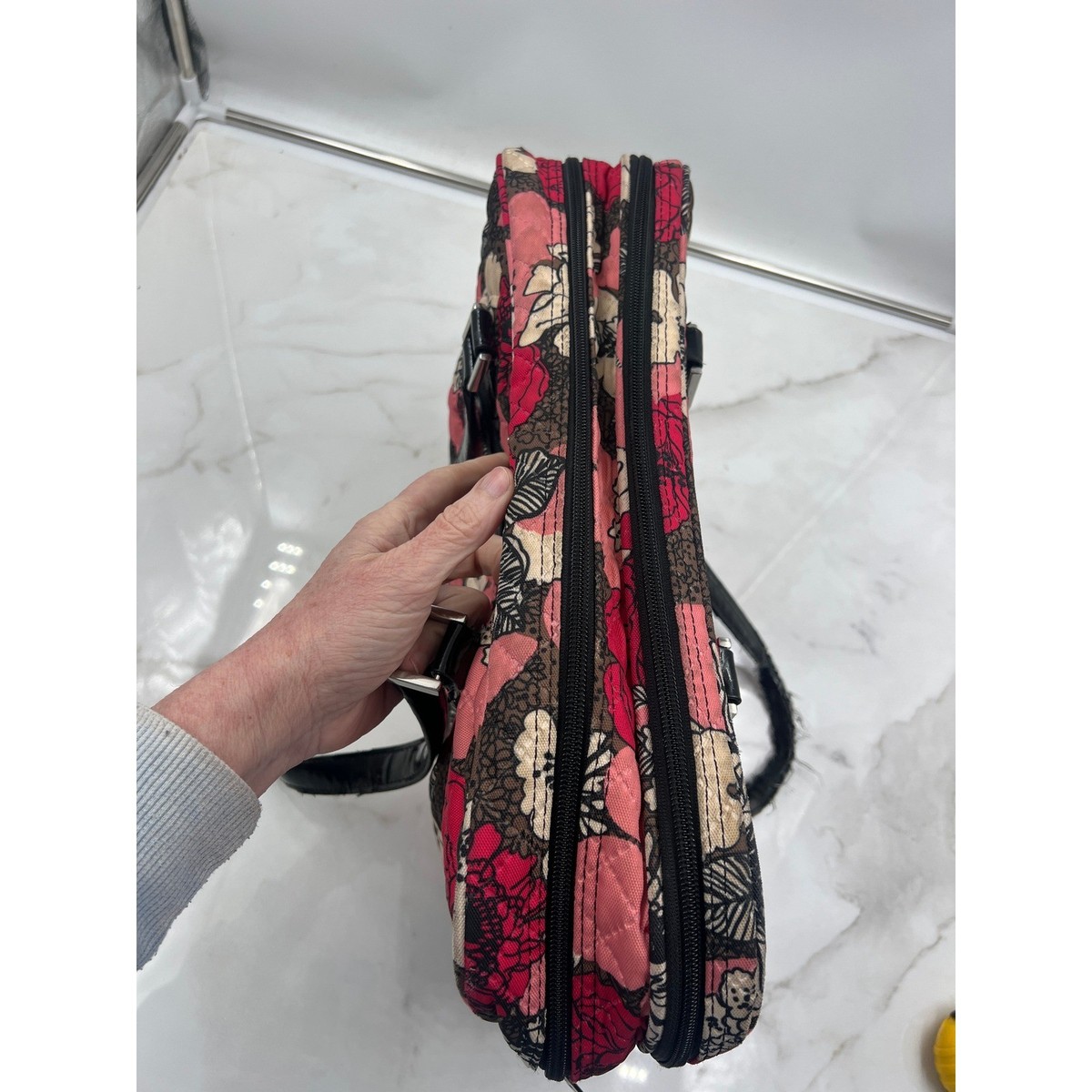Vera Bradley Night and Day Rose Quilted Laptop Travel Bag 