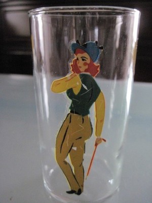 Vintage 1940's Equestrian Peek-a-Boo Pin-up Highball Drinking Glass | eBay