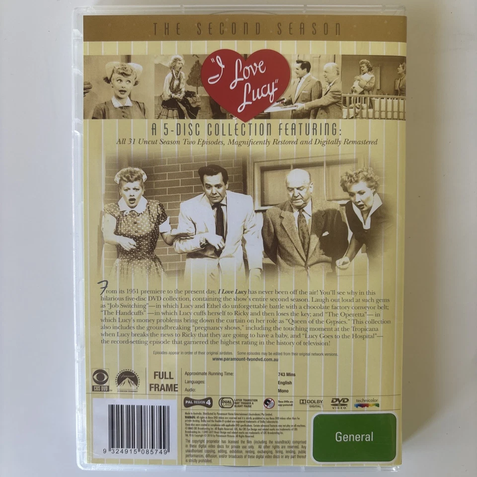 I Love Lucy DVD Serie de TV Temporadas 2 y 3 y 50 Aniversario Especial PAL Región 4 Foto 3 de 4