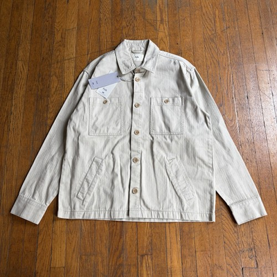 #ad #ad Folk Clothing Herringbone Twill 4 Pocket Chore Jacket Men’s Size L Stone Tan NWT $54.88