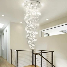 Modern Luxury Crystal Chandelier LED Rain Drop Spiral Ceiling Light Pendant Lamp