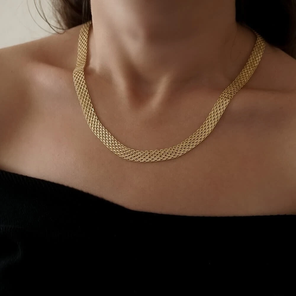 Gold Mesh Necklace 14K Yellow Gold