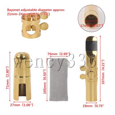 Tenor B Flat Sax Mouthpiece 6# Clamp Cap for Jazz with Flannel Bag