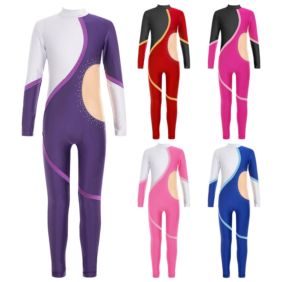 Runhomal Mädchen Ganzkörper Turnanzug Gymnastik Trikot