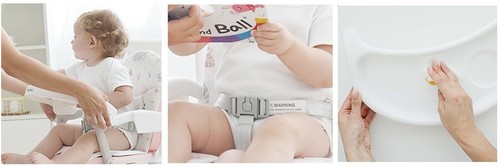 Seggiolone portatile e regolabile con vassoio rimovibile per bambini dai 6 mesi - Foto 6 di 8