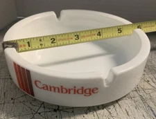 Vintage CAMBRIDGE Philip Morris Cigarette MILK GLASS Ashtray Retro Round