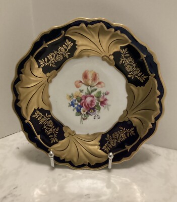 Vintage Weimar German Porcelain Jutta  Cobalt Blue & Gold 7.25  Dish