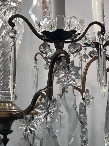 REF 48 /Lustre Pampilles Cristal Baccarat 6 Lumières /REFAIT A NEUF - Foto 11 di 12