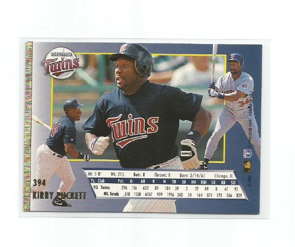KIRBY PUCKETT (Minnesota Twins) 1994 FLEER ULTRA BASEBALL CARD #394 - Image 2 of 2