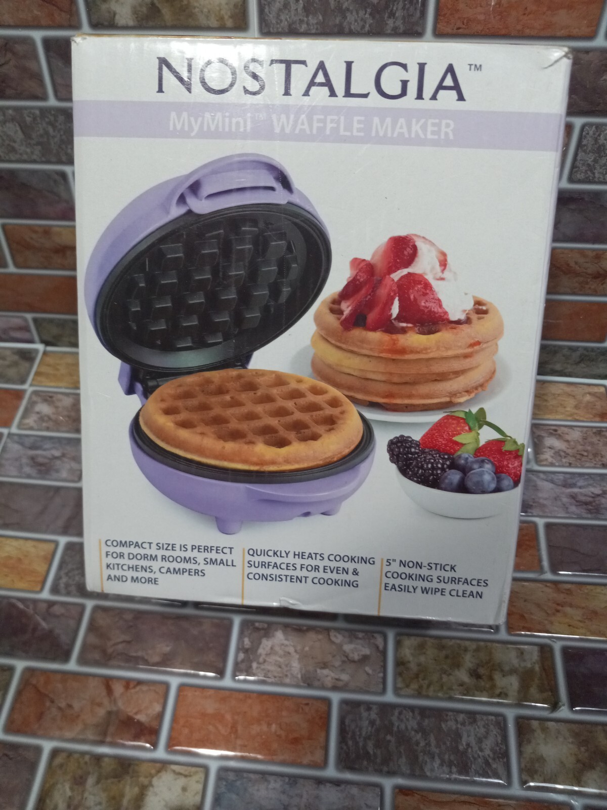 nostalgia mini waffle maker purple