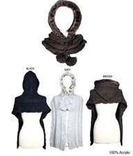 Scarf - Cable Knitted w / Faux Fur Trim Hood - SF-10KS288