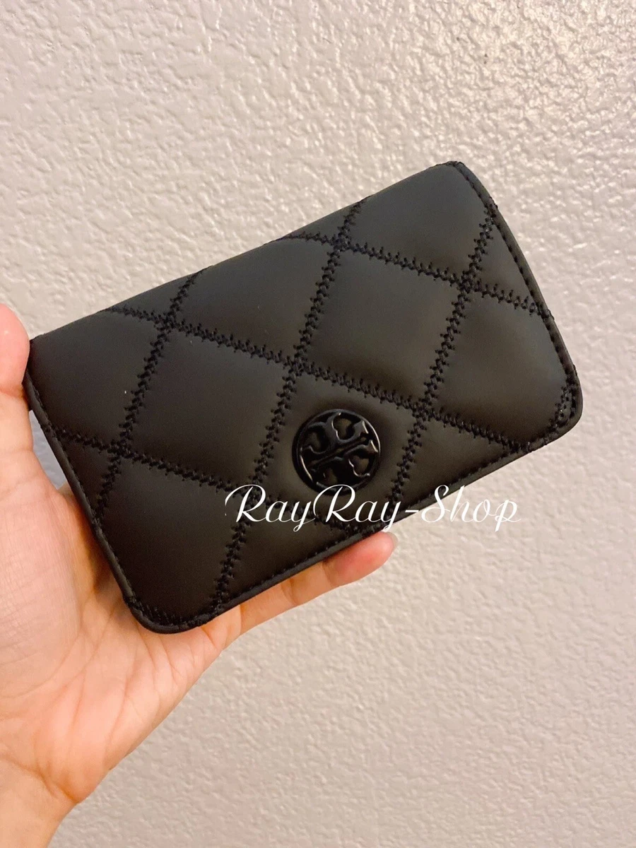 NWT Tory Burch Women Willa Matte Medium Wallet Black