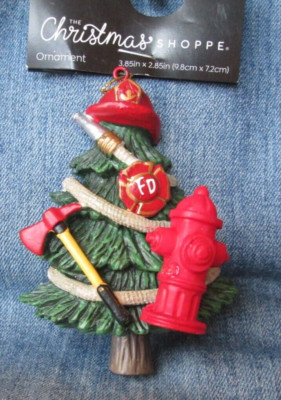 Christmas Shoppe FIRE DEPT. TREE Christmas Tree Ornament Brand New AUC3