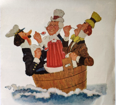 Rub A Dub Three Men Tub Nursery Rhyme Jell-O Vintage 1955 Ad
