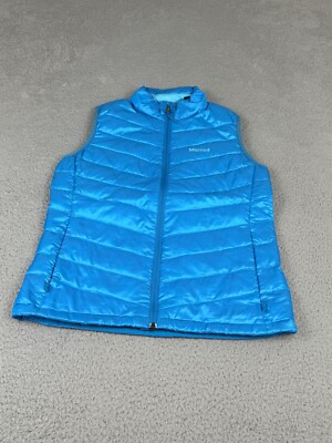 Marmot Puffer Vest Womens M Blue Goose Down 800 Fill Quilted