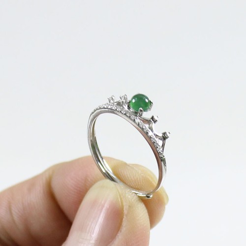 Anillo de jadeíta natural grado A Birmania verde certificado plata 925 ajustable 4481 - Imagen 10 de 11